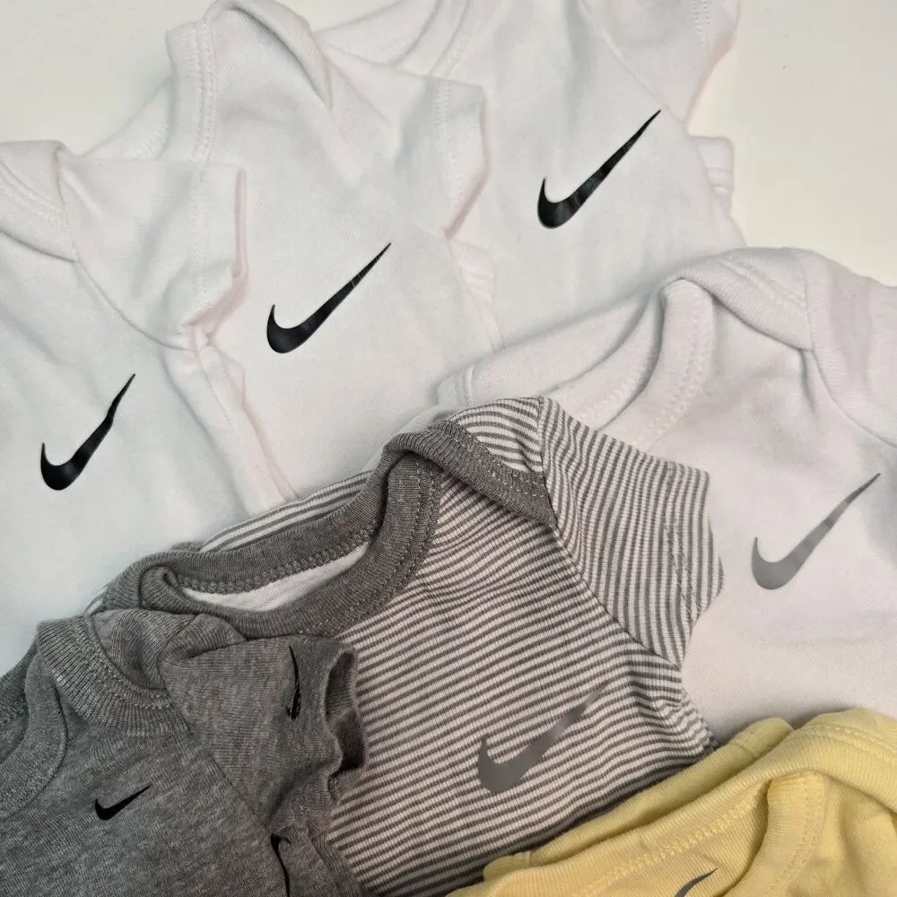 Nike Baby Bodysuit Lot 8pc Newborn Swoosh One-Piece Short Sleeve Bundle - Picture 4 of 6